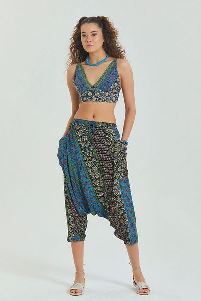 Los banditos Pantaloni Capri Shalwar cu șireturi
