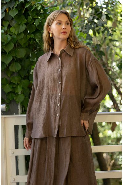 My Blog Brown Wendy Shirt Skirt Set - 511159