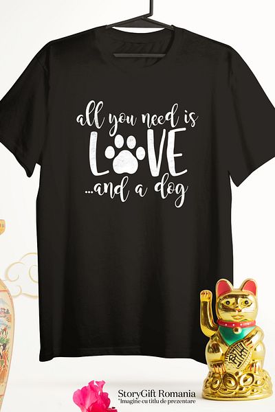 StoryGift Romania Men's T-Shirt For Those Who Just Need Love And A Dog - Animal Print Stg