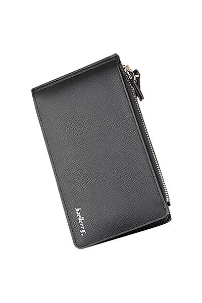 baellerry 16 Card Holder Double Zipper Long Unisex Wallet Black