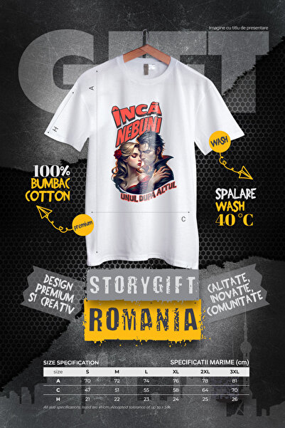 StoryGift Romania Men's T-Shirt Couple in Love, Text Still Crazy One After Another, Love Love With Print