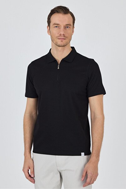 İmza Чорна коротка рукава пряма Suprem Polo комір без кишень бавовняна Casual...