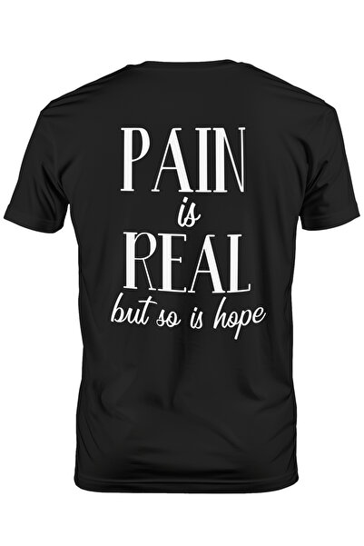 StoryGift Romania Tricou bărbătesc cu textul „durerea este reală, dar și sper...
