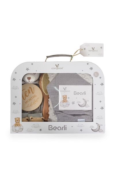 OEM 6-Piece Baby Gift Set, Cangaroo Bearli Grey, ideal for newborns, baptisms, baby showers