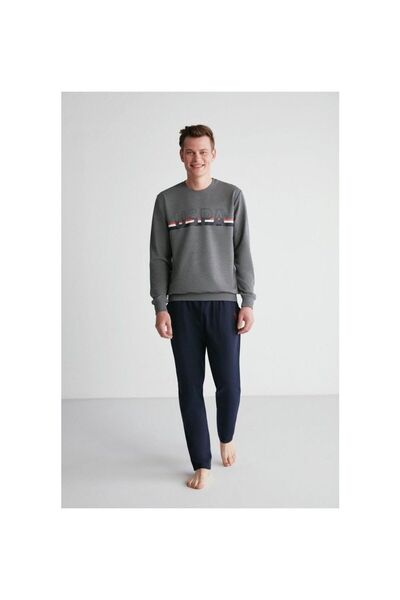 U.S. Polo Assn. U.S. Polo Assn. Men's Crew Neck Long Sleeve Pajamas Set Anthracite - Gray - Sreia18V71N0-Fa