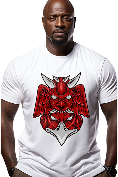 StoryGift Romania Tricou Barbati Cu Totem, Diavol, Pasare, Monstru, Aripi, Coarne, Cu Imprimeu Pe Fata, 100 Stg