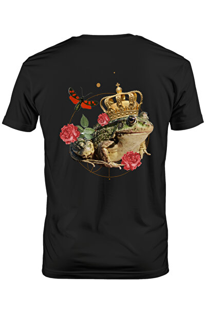 StoryGift Romania Tricou bărbătesc cu artă abstractă, broască regală, trandaf...