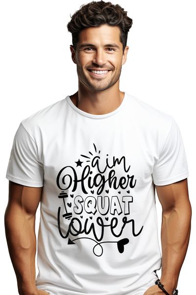StoryGift Romania Tricou Barbati Cu Textul "aim Higher, Squat Lower" - Tintes...