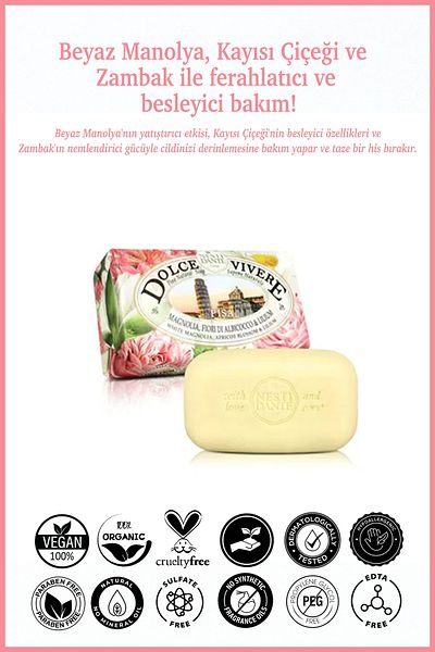Nesti Dante Dolce Vivere Pisa Soap - 250 g Vitamin a and E Nourishing, Apricot Flower, Magnol
