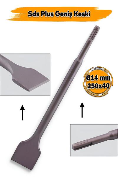 Badem10 SDS Plus Geniş Ağızlı Keski 14x250x40mm Matkap Ucu Aparatı Beton Tuğl...