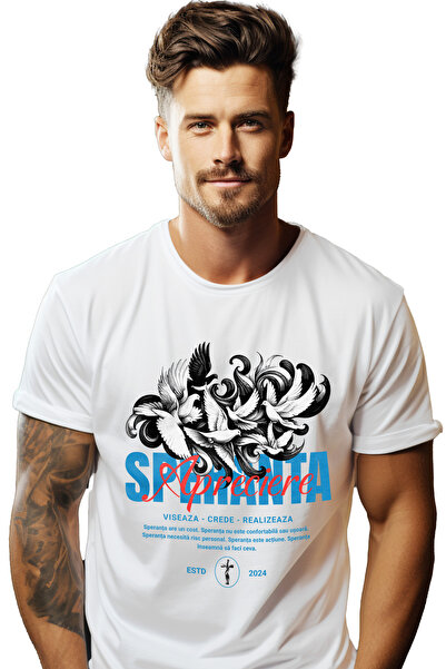 StoryGift Romania Tricou Barbati Prumbeii Sperantei - Apreciere Cu Imprimeu P...