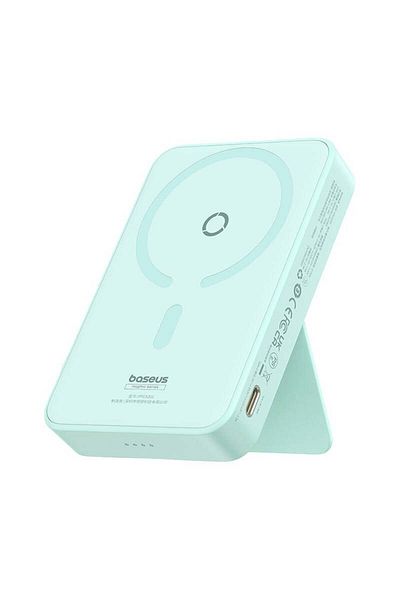 Baseus Baterie externă, Baseus, magnetică, USB-C, 5000mAh, 20W, cablu Type-C, 3A, 30cm, magnetică, verde