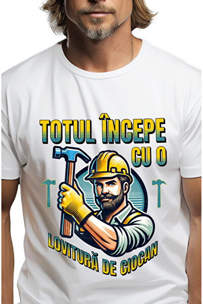 StoryGift Romania Tricou Barbati Barbat Constructor Totul Începe Cu O Lovitur...