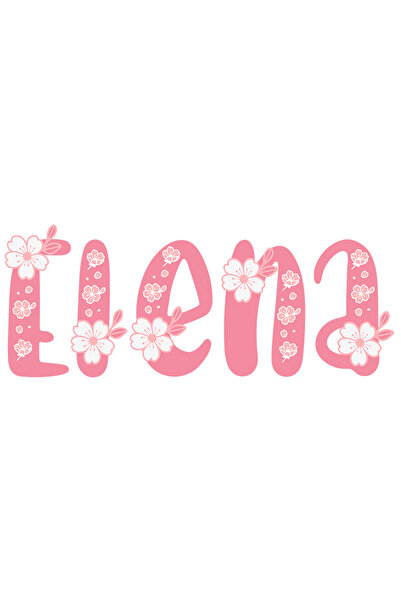 StoryGift Romania Sticker Eticheta 40CM Cu Numele Elena, Flori, Colorat, Roz, Dragut cu Margini Albe, PVC Vinyl 40 cm