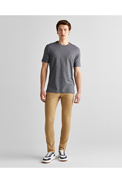 Gant Erkek Lacivert Regular Fit Bisiklet Yaka Çizgili T-Shirt