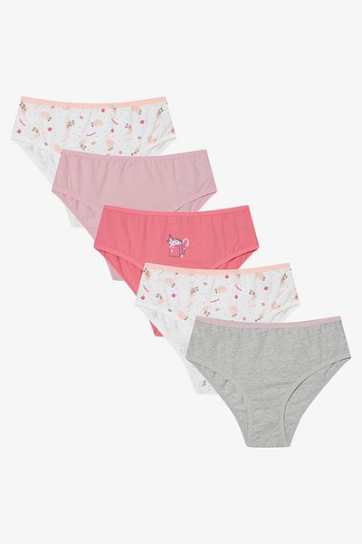 Penti Mehrfarbiges 5-teiliges Slip-Höschen „Meowberry“ für Mädchen