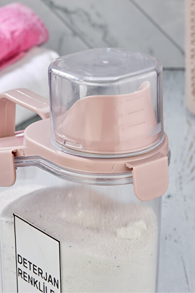 Genel Markalar Kapaklı Sıvı Toz Deterjan Saklama Kabı - Banyo Organizer Çok Amaçlı Saklama Kutusu 2 Lt