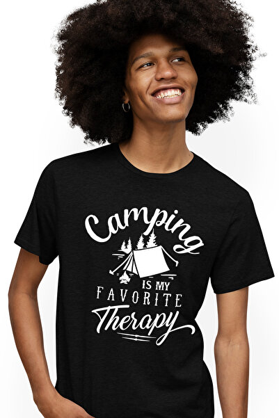 StoryGift Romania Tricou Barbati Cu Mesajul "camping Is My Favorite Therapy" ...