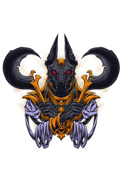 StoryGift Romania Sticker Autocolant 70CM Cu Anubis, Zeu, Egiptean, Mitologie, cu Margini Albe, PVC Vinyl 70 cm