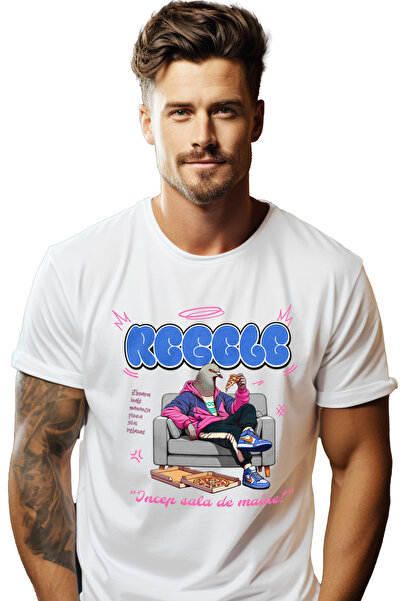 StoryGift Romania Tricou Barbati Porumbel Mancand Pizza Pe Canapea Text Haios...