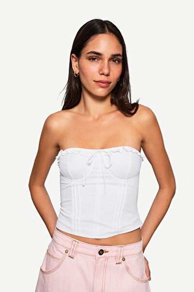 Bershka Poplin Bandeau Top