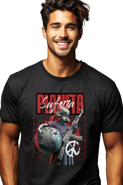 StoryGift Romania Tricou Barbati Planeta Sufera Opriti Razboiul Fata Cu Arma ...