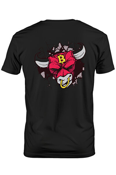 StoryGift Romania Tricou Barbati Taur Nervos Crypto Bitcoin, Cu Imprimeu Pe S...
