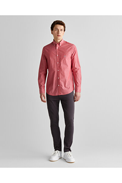 Gant Erkek Kırmızı Regular Fit Düğmeli Yaka Poplin Gömlek