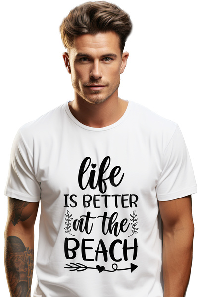 StoryGift Romania Tricou Barbati Cu Mesajul "life Is Better At The Beach" - V...