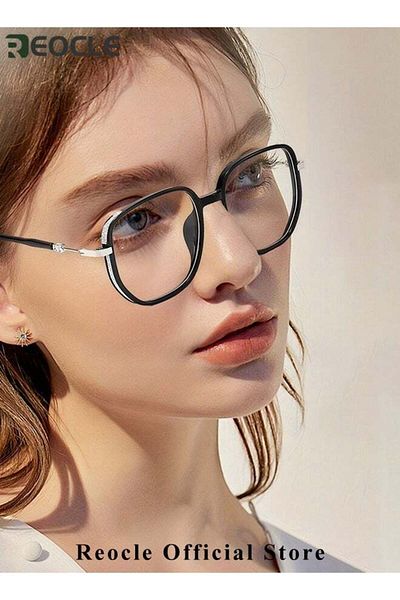 REOCLE Women's Progressive Multifocus Reading Glasses Spring Hinge Blue Light Blocking Glasses ＋1.0x
