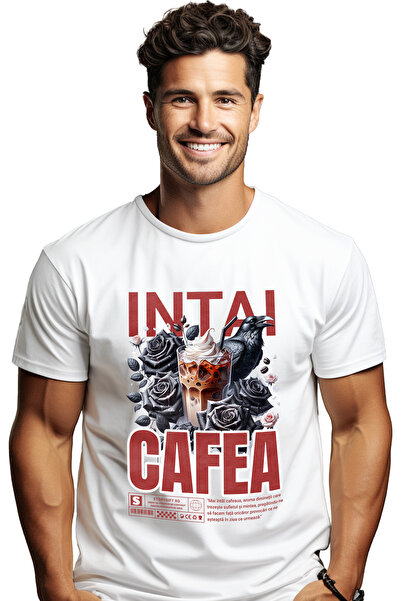 StoryGift Romania Tricou Barbati Mai Intai Cafea Cu Gheata, Trandafiri Negrii...