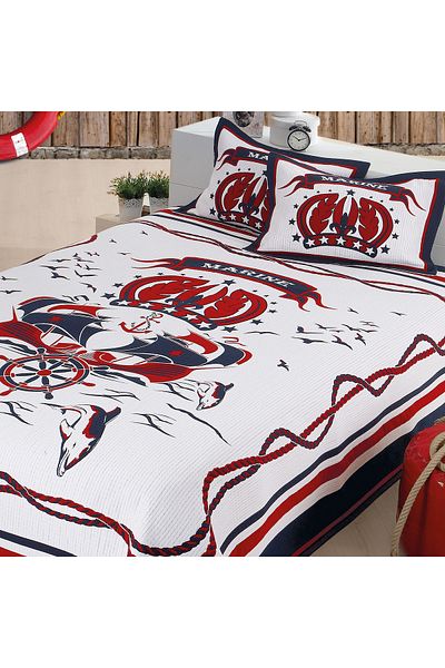 NEEA HOME Flipper Bedspread Set – Sea Theme – Jacquard Woven – Double 260X260 – 60% Cotton