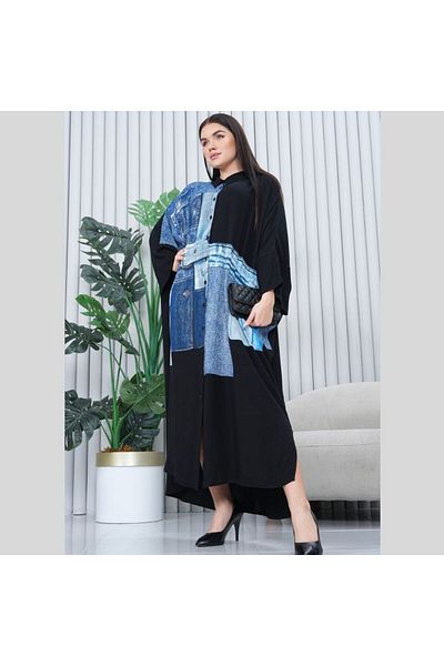 Eceyaman moda Women's Black Printed Large Size Dress