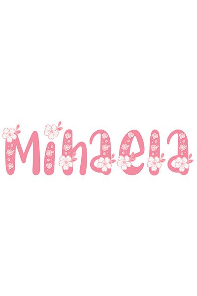 StoryGift Romania Sticker Eticheta 50CM Cu Numele Mihaela, Flori, Colorat, Roz, Dragut cu Margini Albe, PVC Viny