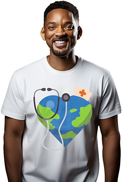 StoryGift Romania Tricou Barbati Cu Inima, Asistenta, Stetoscop, Planeta, Cu ...