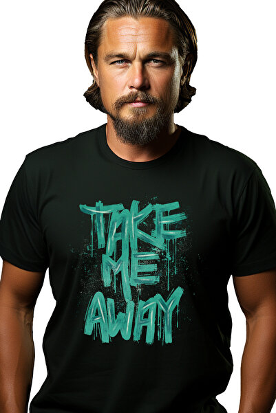 StoryGift Romania Tricou bărbătesc cu mesaj în engleză „Take Me Away”, graffi...