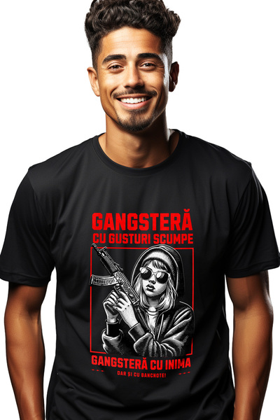 StoryGift Romania Tricou Barbati Gangstera Cu Gusturi Scumpe Si Cu Inima Cu I...
