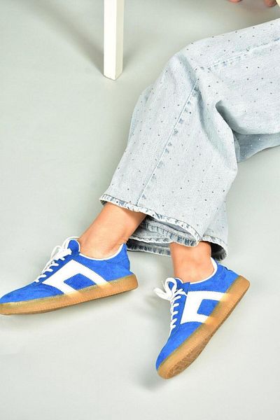 Fox Shoes U652857302 Saks Blue Suede Women's Sports Shoes Sneakers