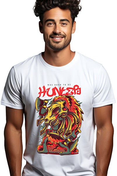 StoryGift Romania Tricou Barbati Cu Silueta Om Masca De Craniu Dinozaur, Pene...