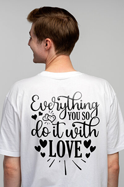 StoryGift Romania Tricou bărbătesc cu inimioare și textul „tot ce faci, fă cu...