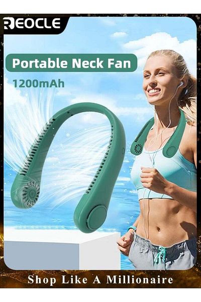 REOCLE Neck Fan Hands Free Bladeless 360° Cooling Personal Fan for Outdoor Sports Home Office Travel