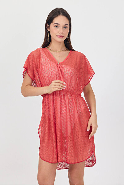 Bysenby Bysen Rossa Red Elastic Waist Beach Dress Tunic Pareo