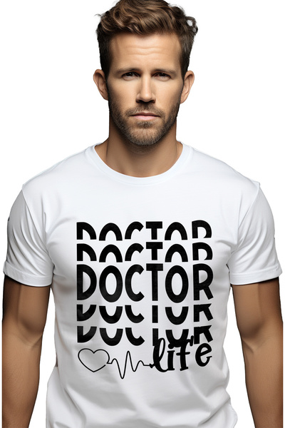 StoryGift Romania Tricou bărbătesc cu inimă și textul „doctor Life” - Doctor'...
