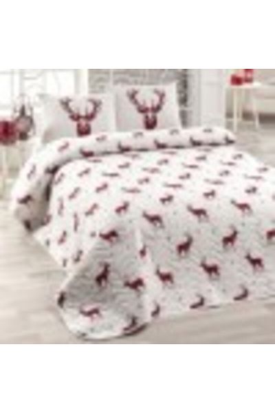 Enlora Home Quilted Bedspread with 1 Pillow Case, Single Person, Enlora Home, Geyik Claret Red