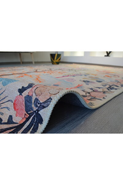 Rugs Modern Halı Dido 2 Koleksiyonu Çok Renkli Soyut Ağaç Ve Kuş Desenli Saçaklı Vintage Dekoratif Halı 3256