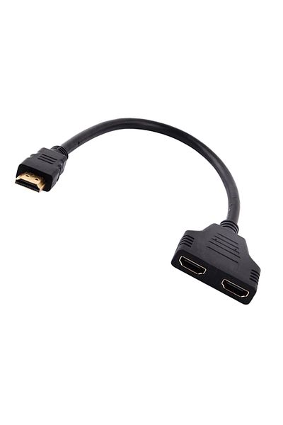 zola HDMI splitter adapter cable, 1 HDMI male port and 2 HDMI female ports, length 24 cm, black