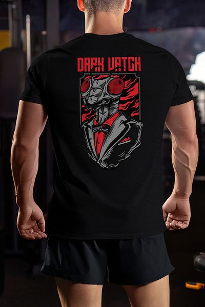 StoryGift Romania Tricou Barbati Cu Insecta Musca In Costum Cu Papion, Text In Engleza Dark Watch, Ilustrati Stg