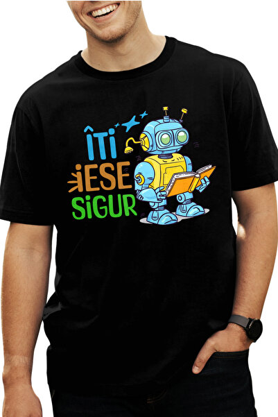 StoryGift Romania Tricou Barbati Robot Citind Iti Iese Sigur Munceste Din Gre...