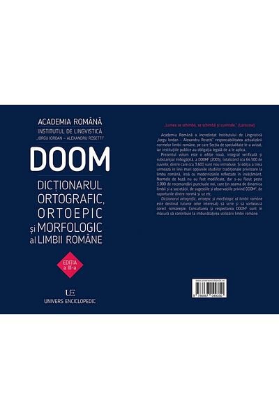 Editura Univers Enciclopedic Doom 3. Orthographic Orthoepic Morphological Dictionary Of The Romanian Language