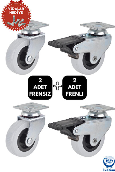 BlackBird Home Döner Tablalı 50'lik Masa Dolap Sehpa Raf Mobilya Tekeri 2 Adet Frenli - 2 Adet Frensiz